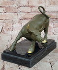 Load image into Gallery viewer, Aggressive Bull Bronze Sculpture on Marble Stand Signed Fisher