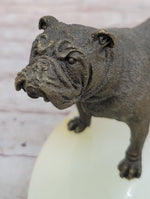 Bronze Bulldog & Pug Dog Figurines on Marble - Soap Dish Ashtray Handmade Art