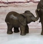 Bronze Metal Elephant Mother & Calf on Marble Soap Dish Ashtray