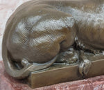 Guardian Lion Bronze Statue Sculpture Figure on Red Marble Base 7