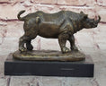 Load image into Gallery viewer, Bronze Rhino Rhinoceros Sculpture on Marble Base – Vintage Wildlife Figurine