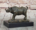 Load image into Gallery viewer, Bronze Rhino Rhinoceros Sculpture on Marble Base – Vintage Wildlife Figurine