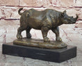 Load image into Gallery viewer, Bronze Rhino Rhinoceros Sculpture on Marble Base – Vintage Wildlife Figurine