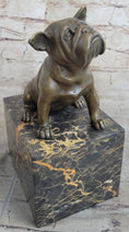 Load image into Gallery viewer, 15 LBS English Bulldog Dog Animal Bronze Sculpture Marble Base Statue Figurine