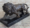 Load image into Gallery viewer, Bronze Sculpture Angry Hungry Male Lion Marble Base Figurine Art Deco Figure