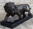 Load image into Gallery viewer, Bronze Sculpture Angry Hungry Male Lion Marble Base Figurine Art Deco Figure
