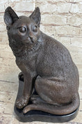 Load image into Gallery viewer, Signed Original Friendly Cat Feline Bronze Art Deco Marble Base Sculpture Figure