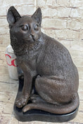 Load image into Gallery viewer, Signed Original Friendly Cat Feline Bronze Art Deco Marble Base Sculpture Figure