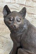 Load image into Gallery viewer, Signed Original Friendly Cat Feline Bronze Art Deco Marble Base Sculpture Figure