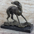 Load image into Gallery viewer, Greyhound Whippet Slender Dog Bronze Metal Sculpture Statue Figure on Marble Base