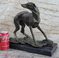 Load image into Gallery viewer, Greyhound Whippet Slender Dog Bronze Metal Sculpture Statue Figure on Marble Base