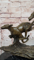 Load image into Gallery viewer, Bronze Greyhound Dog Racing Sculpture – Leaping Trio Original Art