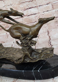 Load image into Gallery viewer, Bronze Greyhound Dog Racing Sculpture – Leaping Trio Original Art