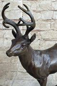 Load image into Gallery viewer, Signed Villanis Male Deer Buck Hunting Bronze Sculpture Marble Figurine Figure