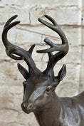 Load image into Gallery viewer, Signed Villanis Male Deer Buck Hunting Bronze Sculpture Marble Figurine Figure