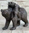 Load image into Gallery viewer, Young Cubs on back Mother Bear 100% Solid Bronze Statue Sculpture Figurine