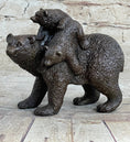 Load image into Gallery viewer, Young Cubs on back Mother Bear 100% Solid Bronze Statue Sculpture Figurine