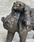 Load image into Gallery viewer, Young Cubs on back Mother Bear 100% Solid Bronze Statue Sculpture Figurine
