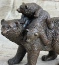 Load image into Gallery viewer, Young Cubs on back Mother Bear 100% Solid Bronze Statue Sculpture Figurine