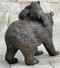 Load image into Gallery viewer, Young Cubs on back Mother Bear 100% Solid Bronze Statue Sculpture Figurine