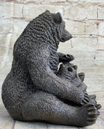 Mama Bear with Cubs Family of Bears Bronze Metal Figurine Sculpture Signed Art