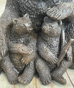 Mama Bear with Cubs Family of Bears Bronze Metal Figurine Sculpture Signed Art