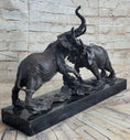 Load image into Gallery viewer, Elephants in Battle Bronze Sculpture Hot Cast Marble Base Figurine Wild Life Art