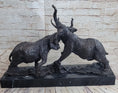 Load image into Gallery viewer, Elephants in Battle Bronze Sculpture Hot Cast Marble Base Figurine Wild Life Art