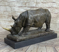 Load image into Gallery viewer, Bronze Metal Rhinoceros Rhino Statue Sculpture Figure Marble Base Barye Art 9" x 14"
