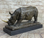 Bronze Metal Rhinoceros Rhino Statue Sculpture Figure Marble Base Barye Art 9