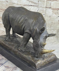 Load image into Gallery viewer, Bronze Metal Rhinoceros Rhino Statue Sculpture Figure Marble Base Barye Art 9" x 14"
