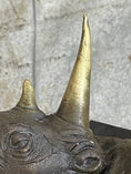 Load image into Gallery viewer, Bronze Metal Rhinoceros Rhino Statue Sculpture Figure Marble Base Barye Art 9" x 14"
