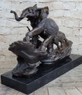 Load image into Gallery viewer, Signed Bologna Indian Mother Elephant And Calves Bronze Sculpture Home Decor Art