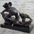 Load image into Gallery viewer, Signed Bologna Indian Mother Elephant And Calves Bronze Sculpture Home Decor Art