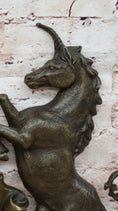 Load image into Gallery viewer, Bronze Lion and Unicorn Heraldic Crest Coat of Arms Hanging Wall Sculpture