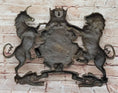 Load image into Gallery viewer, Bronze Lion and Unicorn Heraldic Crest Coat of Arms Hanging Wall Sculpture