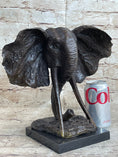 Load image into Gallery viewer, Elephant Head Bronze Metal Bust Statue Sculpture Figure Decor Signed Original Art Marble Base