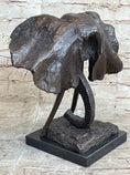 Load image into Gallery viewer, Elephant Head Bronze Metal Bust Statue Sculpture Figure Decor Signed Original Art Marble Base