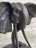 Load image into Gallery viewer, Elephant Head Bronze Metal Bust Statue Sculpture Figure Decor Signed Original Art Marble Base