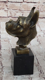 Boxer Dog Breed Bronze Metal Bust Sculpture Statue Signed Original Art on Marble Base
