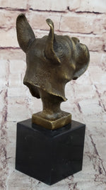 Boxer Dog Breed Bronze Metal Bust Sculpture Statue Signed Original Art on Marble Base