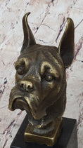 Load image into Gallery viewer, Boxer Dog Breed Bronze Metal Bust Sculpture Statue Signed Original Art on Marble Base