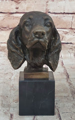 Bronze Sculpture Bust Cocker Spaniel Dog Pet Animal Marble Base Figure Figurine
