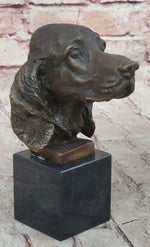 Bronze Sculpture Bust Cocker Spaniel Dog Pet Animal Marble Base Figure Figurine