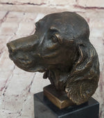 Bronze Sculpture Bust Cocker Spaniel Dog Pet Animal Marble Base Figure Figurine