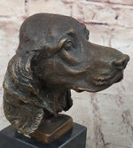 Bronze Sculpture Bust Cocker Spaniel Dog Pet Animal Marble Base Figure Figurine
