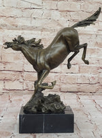 Original Milo Art Deco Wild Horse Bronze Sculpture Hot Cast Marble Base Figure