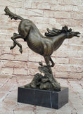 Load image into Gallery viewer, Original Milo Art Deco Wild Horse Bronze Sculpture Hot Cast Marble Base Figure