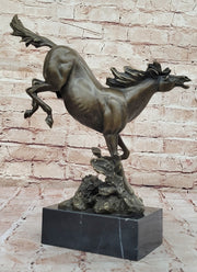 Original Milo Art Deco Wild Horse Bronze Sculpture Hot Cast Marble Base Figure