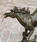 Original Milo Art Deco Wild Horse Bronze Sculpture Hot Cast Marble Base Figure